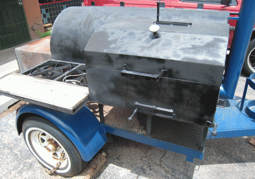 The smoker at Pepper's from which emanates the fragrance of apple and hickory woods