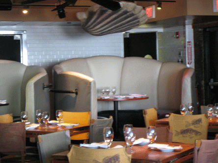 Oversized seashell shaped seating at Kingfish