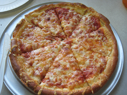 A cheese pizza from Steve's House of Pizza