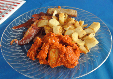 Carne Adovada, Bacon, Sausage, Papitas