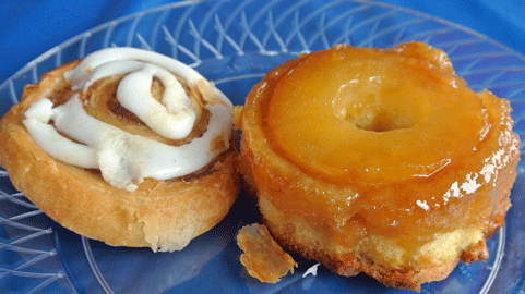 Cinnamon Roll and Pineapple Upside Down Donut