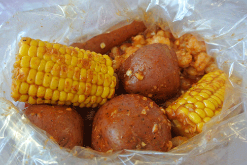 Rock Shrimp, Potatoes, Corn on the Cob