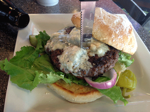 Black and Blue Burger from the Oak Tree Cafe in Albuquerque